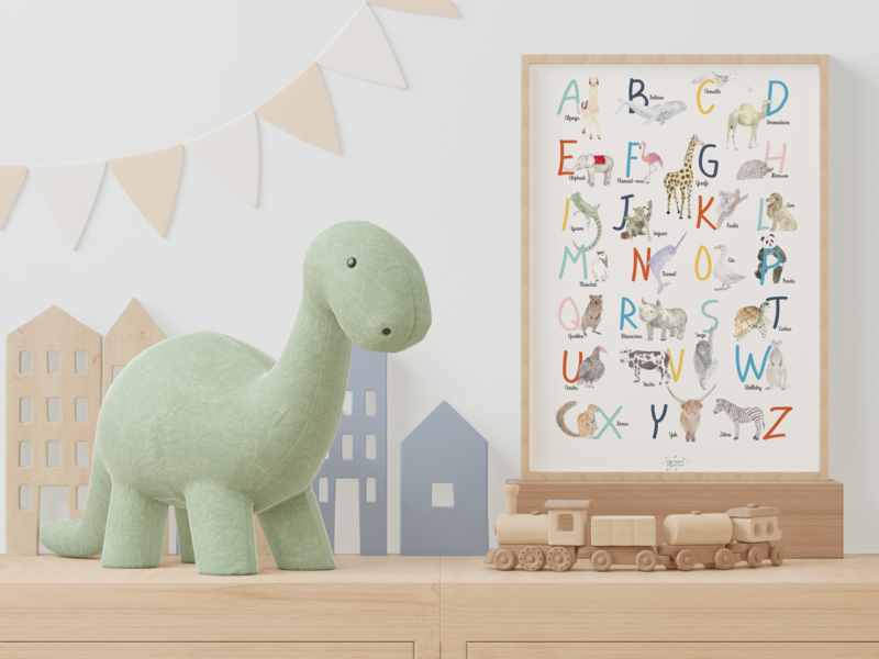 Affiche d'apprentissage Alphabet à l'aquarelle modèle unique