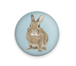 A decorative brown rabbit magnet with large ears and a friendly expression.
