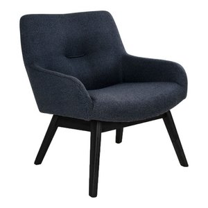 London Lounge Chair - Donkerblauw, zwarte houten poten, 65x63x73 cm