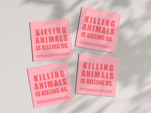 Vegan Indoor/Outdoor Stickers 'Killing Animals is Killing Us'