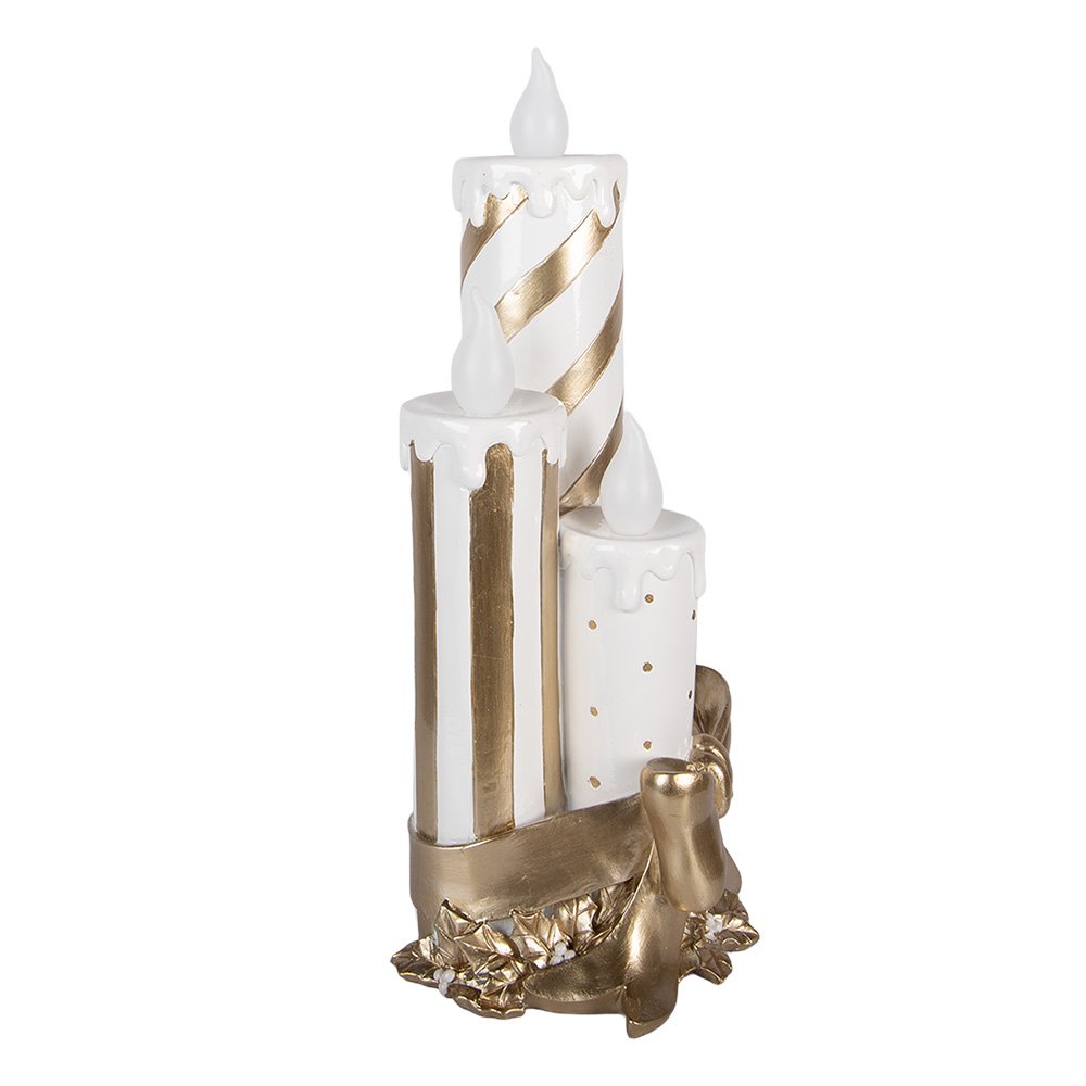 LED Kaars Kandelaar 19x16x41 cm Goudkleurig Kunststof Kerstdecoratie