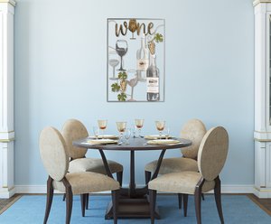 Metal picture WINE SILVER 51x74 cm – modern decoration
