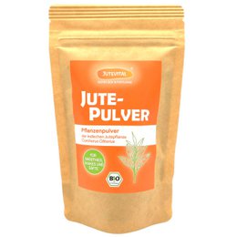 Jute powder, a green powdery supplement made from jute leaves, suitable for use in meal replacement drinks.