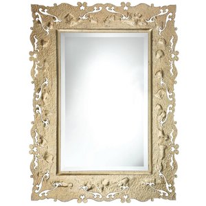 Rechthoekige wandspiegel van Fusion-glas met BUCINTORO ORO decoratie cm. 60x80