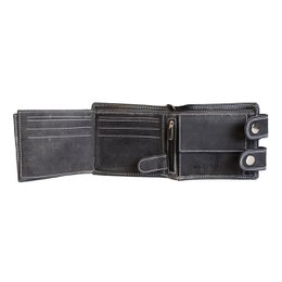 Leder Damen Geldbörse mit Kette Schwarz - Leder Herren Geldbörse mit Kette Schwarz