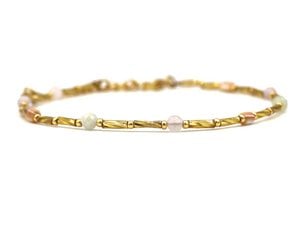 Enkelbandje Fira morganiet en amethyst, zilver of goud roestvrijstaal