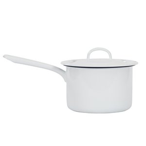 Pot with long handle and lid, 16 cm/2,3 l - Kockums White