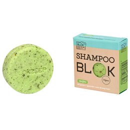 A solid, green shampoo bar with a mojito scent, made with natural ingredients.
