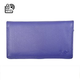 Billetero Mujer RFID En Piel De Vaqueta - Billetero Mujer Grande Antidesnatado Con Doble Solapa