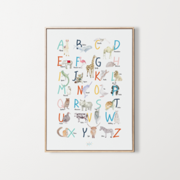 Affiche d'apprentissage Alphabet à l'aquarelle modèle unique