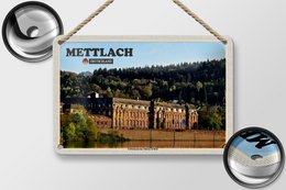 Blechschild Städte Mettlach Fabrik Gebäude 18x12cm Schild