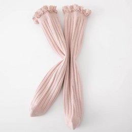 Ribbed Knee Socks with Lace