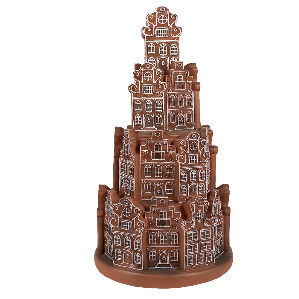 Gingerbread house met LED Ø 18x33 cm Bruin Polyresin Kerstdecoratie