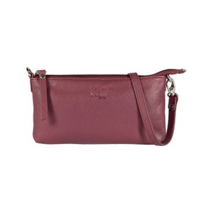 K0013NB | Damesschoudertas van echt volnerf leer, met lichte nerf. Afneembare schouderriem. Accessoires van gepolijst nikkel. Mauve kleur. Afmetingen: 20 x 10,5 x 2 cm Verpakking: Tnt zak