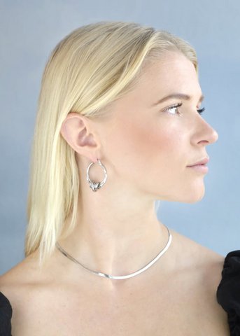 Große Doppelohrringe aus Silber