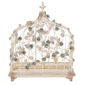 Bird cage decoration 42x21x50 cm white iron flower decoration bird cage