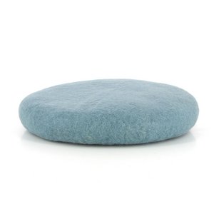 Zitkussen rond LICHTBLAUW gemaakt van VILT, 100% natuurlijk materiaal, 38 cm ROND vele kleuren pastel, vilt met wolvulling, fairtrade & handgemaakt uit Nepal