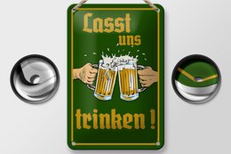 Tin sign alcohol 12x18cm beer let's drink glasses decoration
