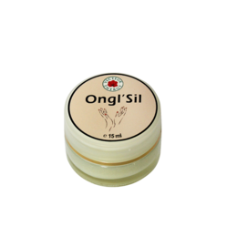  A small glass pot containing 15 ml of Ongl'Sil supplement. The pot has a white label with the Ongl'Sil logo and product name.