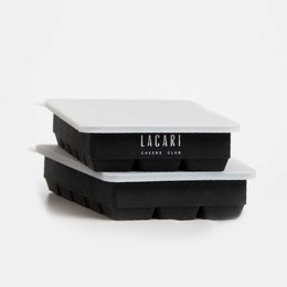 Silicone ice cube tray with lid, available in black. Designed for easy ice cube making and storage.