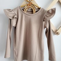 Longsleeve ribbed dark beige