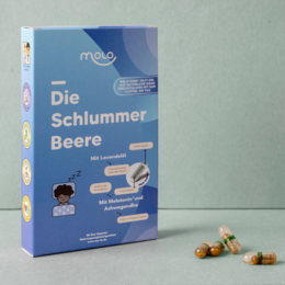 Dietary supplement for sleep support, containing natural ingredients like valerian root and chamomile.