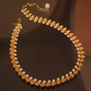 Vintage goldene Blätter Perlenkette