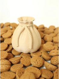 Beige fabric bag with drawstring closure, designed for sensory play.