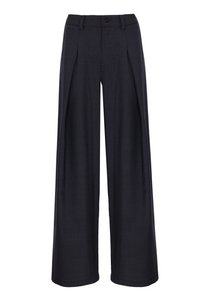 Wool trousers with front pleats in grey Made in Italy
