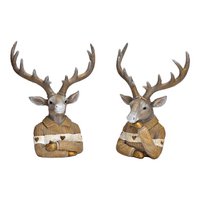 Hertenkop gemaakt van polybruin, goud 2-voudig, (B/H/D) 17x24x11cm