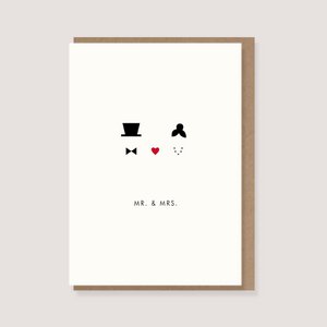 Gevouwen kaart met envelop - "Hart - Meneer & Mevrouw."