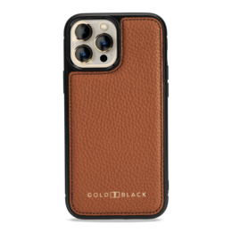 Leather iPhone 13 Pro Max case in nappa brown color with MagSafe compatibility.
