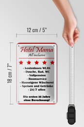 Tin sign saying 12x18cm Hotel Mama white-red decoration
