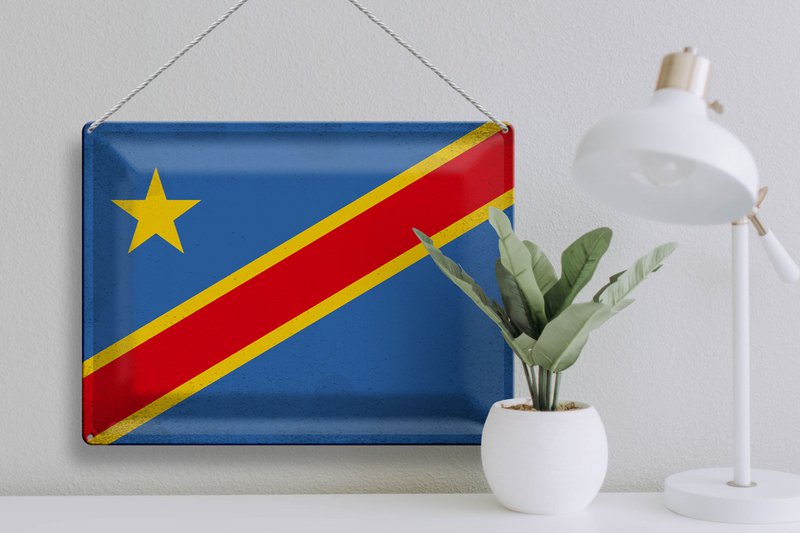 Tin Sign Flag DR Congo 40x30cm Flag Congo Vintage