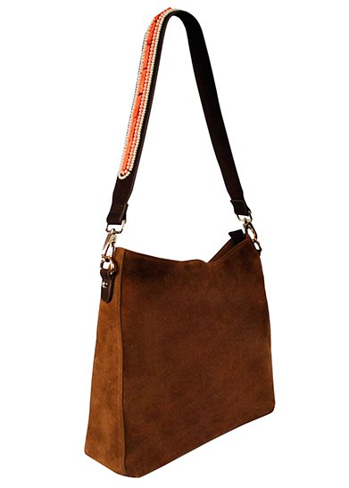 BOHO IBIZA BAG - Tracolla Coral Ivory (70cm) + Borsa Suede (Cognac)