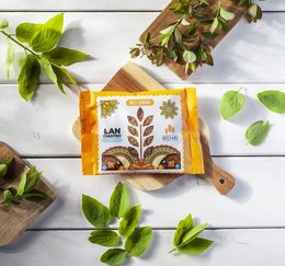 One sugar-free cookie, 40g, in a yellow package with floral designs.