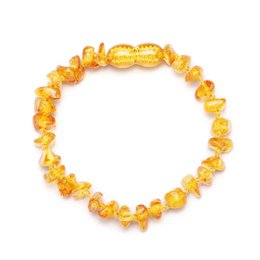 Amber bracelet for babies and children, made of lemon-colored beads, measuring 14cm in length.
