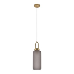 Luton Hanglamp - Messing, Mat Rookglas, Ø13 cm, 150 cm Stoffenkoord