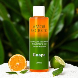  Shower gel with 2-in-1 foaming shampoo formula, infused with mandarin and green tea scents.