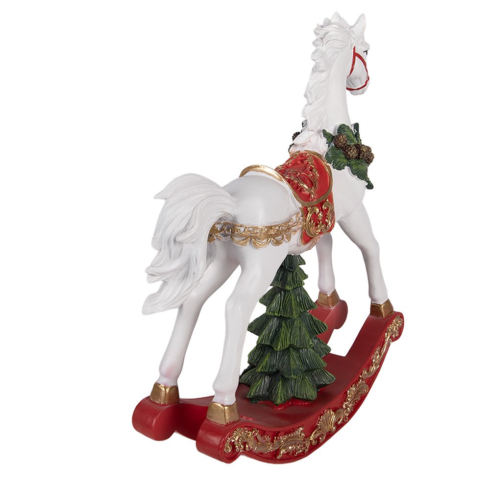 Kerstdecoratie Beeld Hobbelpaard 32x12x39 cm Wit Kunststof