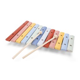  Colorful wooden xylophone toy with 8 keys in various pastel shades. Designed for children to play and learn music.
