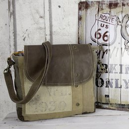 Sunsa damestas. Schoudertas in koeriervorm. Schoudertas in vintagestijl. Canvas handtas. Grote crossbodytas voor dames.