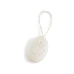 Oval-shaped jasmine-scented soap bar weighing 200g, with a natural rope loop for hanging.