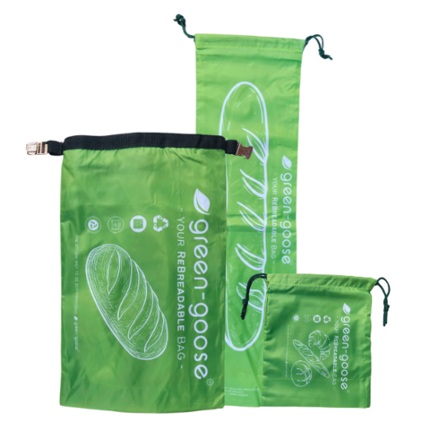 green-goose Wiederverwendbares rPet-Brotbeutel-Set
