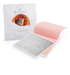 Edible silver leaves, 8x8CM, 5 leaves. Food coloring product. Metallic silver leaves for decorating food and desserts.