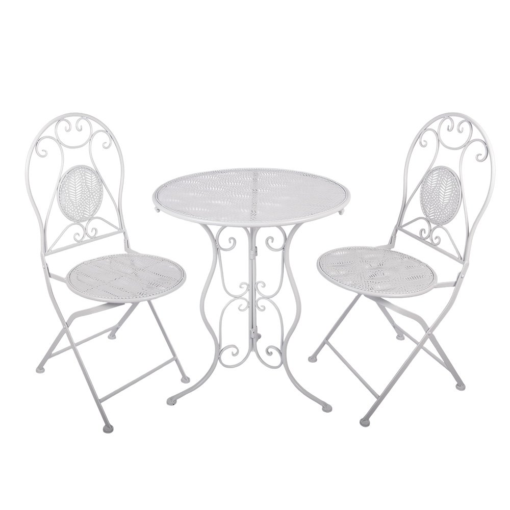 Bistroset Bistrotafel Bistrostoel 3-delig Ø 60x70 / 50x40x93 cm Wit Metaal
