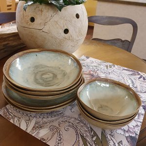 Large serving bowl approx. 28 cm x 9 cm (H) crockery, handmade, stoneware, unique, plate, creamy white, matt