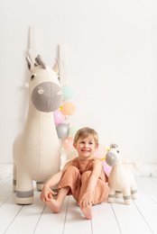 Hvidt 100% bomuld maxi mare plys legetøj 93X34X94 cm