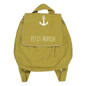 Kleiner Matrosen-Rucksack aus senffarbenem Leinen
