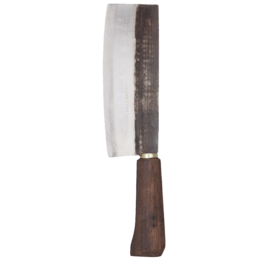 An 18 cm long Asian-style chef's knife with a stainless steel blade and a wooden handle.